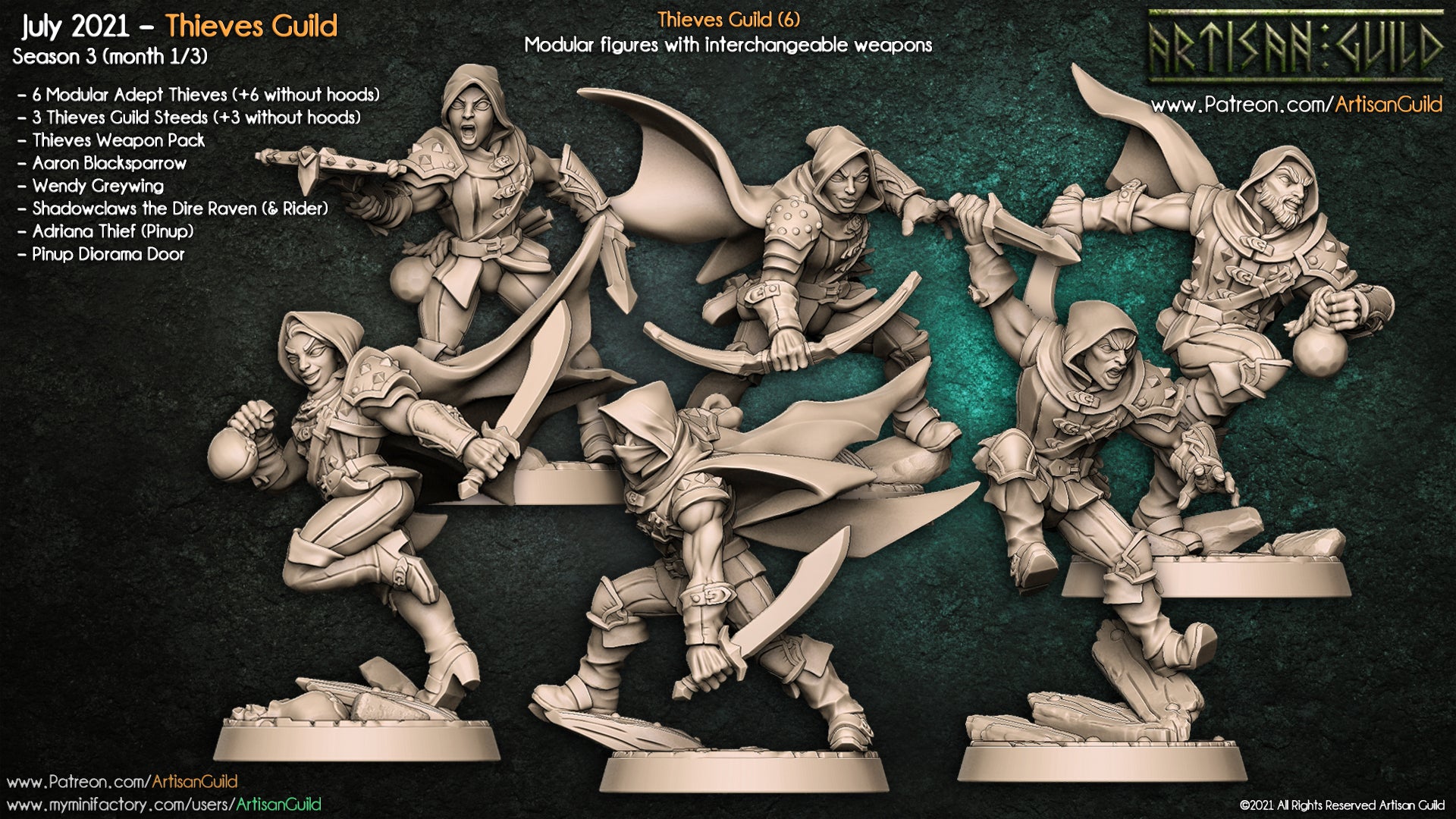 Adept Thieves | Rogue | Hunter | Thieves Guild miniature for Tabletop games like D&D and War Gaming