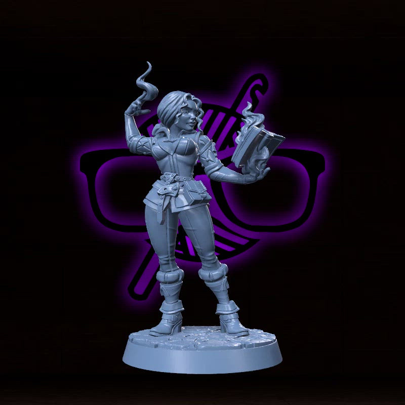 Asha Fireheart | Silveria | Female Sorcerer miniature for Tabletop games like D&D and War Gaming| Dungeons and Dragons Mini
