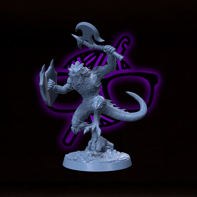 Krell Bloodflame | Saurian | Dragonborn Barbarian | Cleric or Paladin miniature for Tabletop games like D&D and War Gaming| Dungeons and Dragons Mini