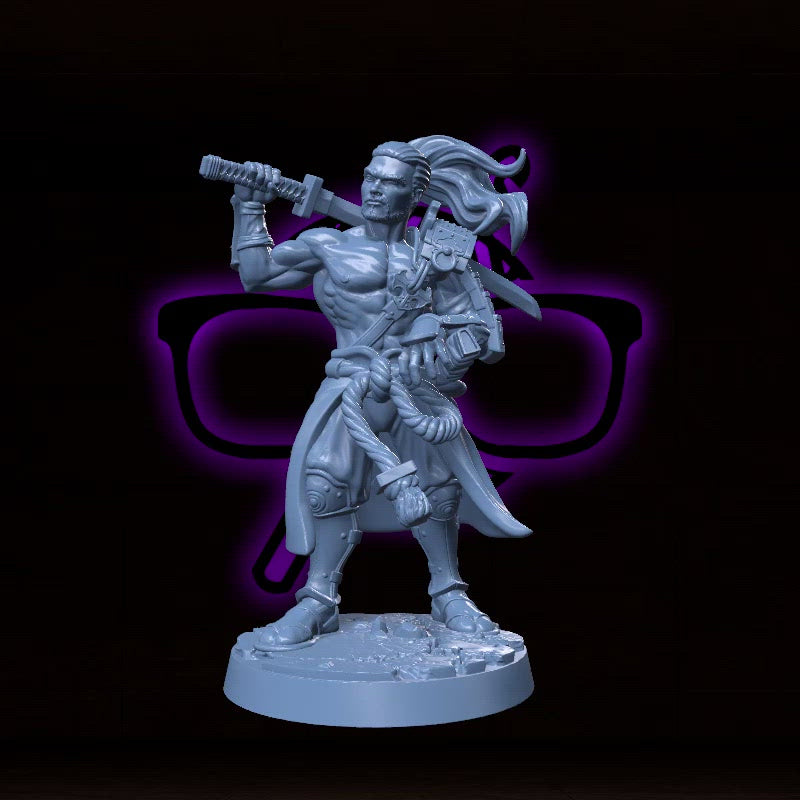 Hiro Stormwind | Heihashi | Wandering Ronin | Fighter | Samurai miniature for Tabletop games like D&D and War Gaming| Dungeons and Dragons Mini