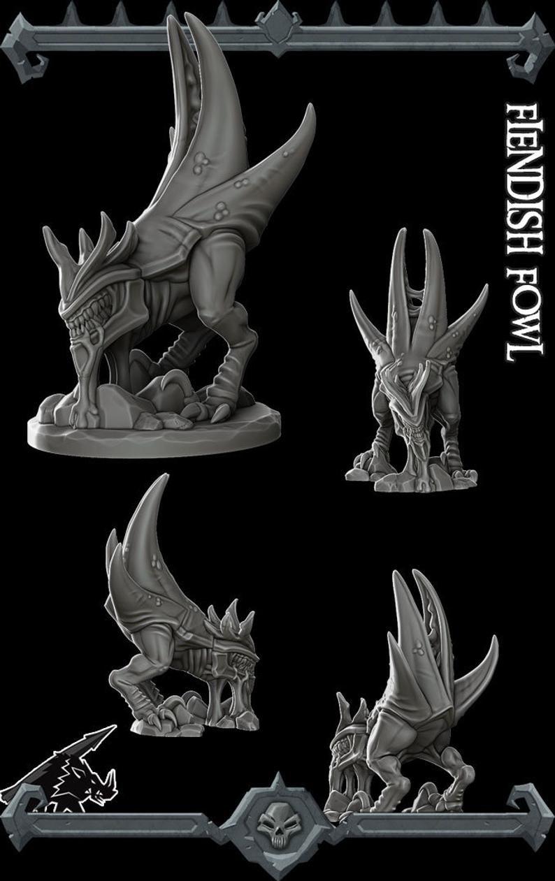 Cindercluck, the Fiery Fowl | Abyssal Chicken | Fiendish Fowl Miniature for Tabletop games like D&D and War Gaming
