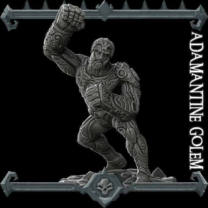 Steelheart, the Indestructible Vanguard | Adamantine Golem Miniature for Tabletop games like D&D and War Gaming