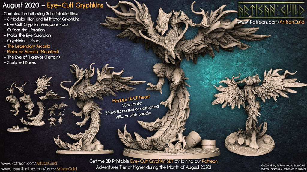 Arcanix | Legendary Phoenix | EyeCult Gryphkin Mount | miniature for Tabletop games like D&D and War Gaming
