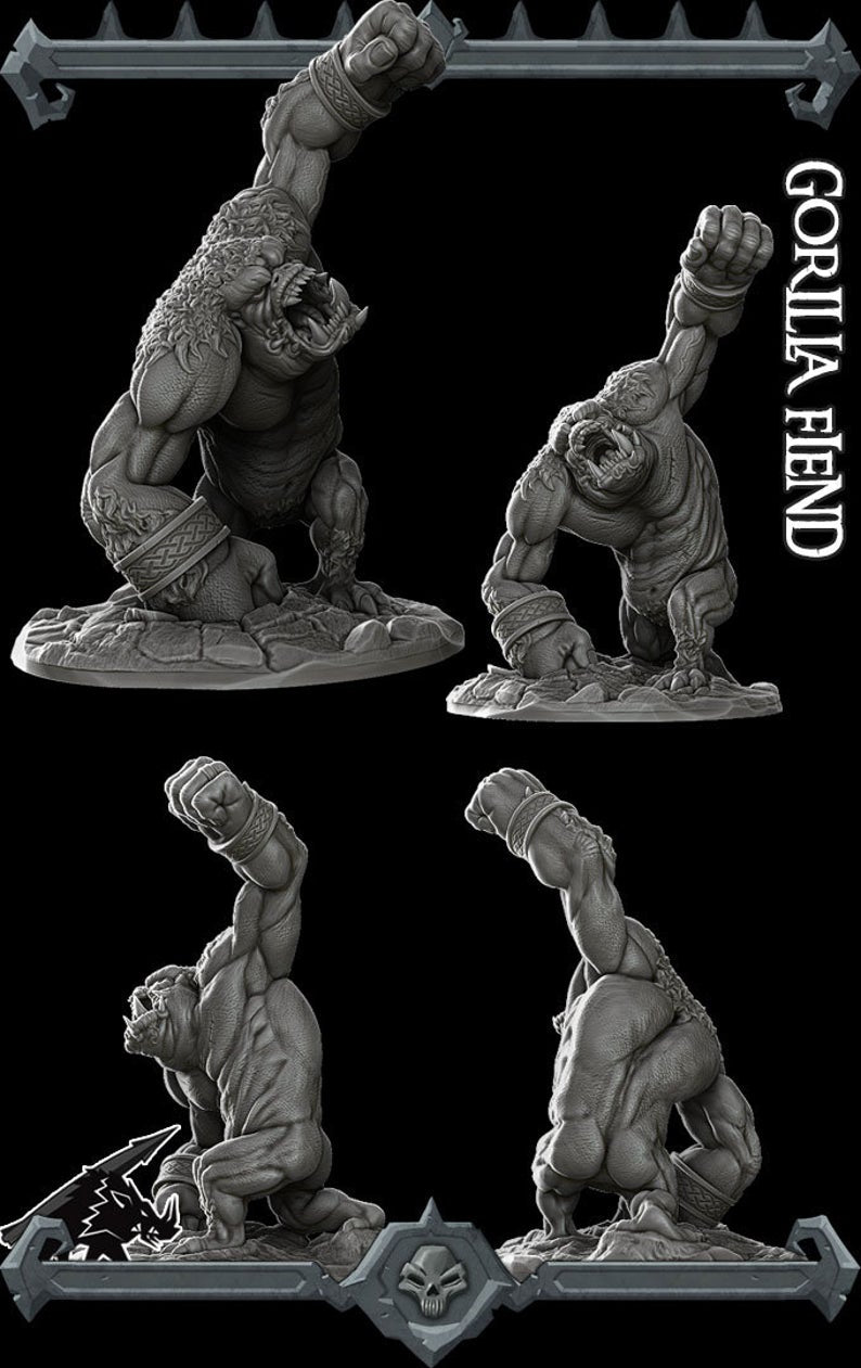 Brutusk, the Primeval Fury | Barlgura | Giant Ape Gorilla Fiend | Miniature for Tabletop games like D&D and War Gaming