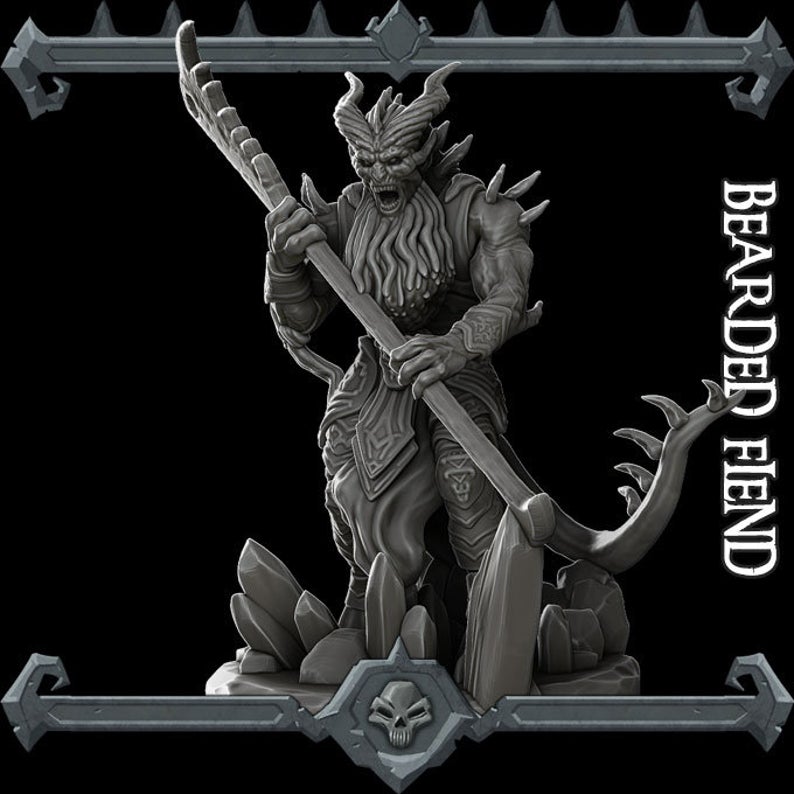 Durgorath the Infernal | Bearded Devil | Barbazu | Fiend | Miniature for Tabletop games like D&D and War Gaming