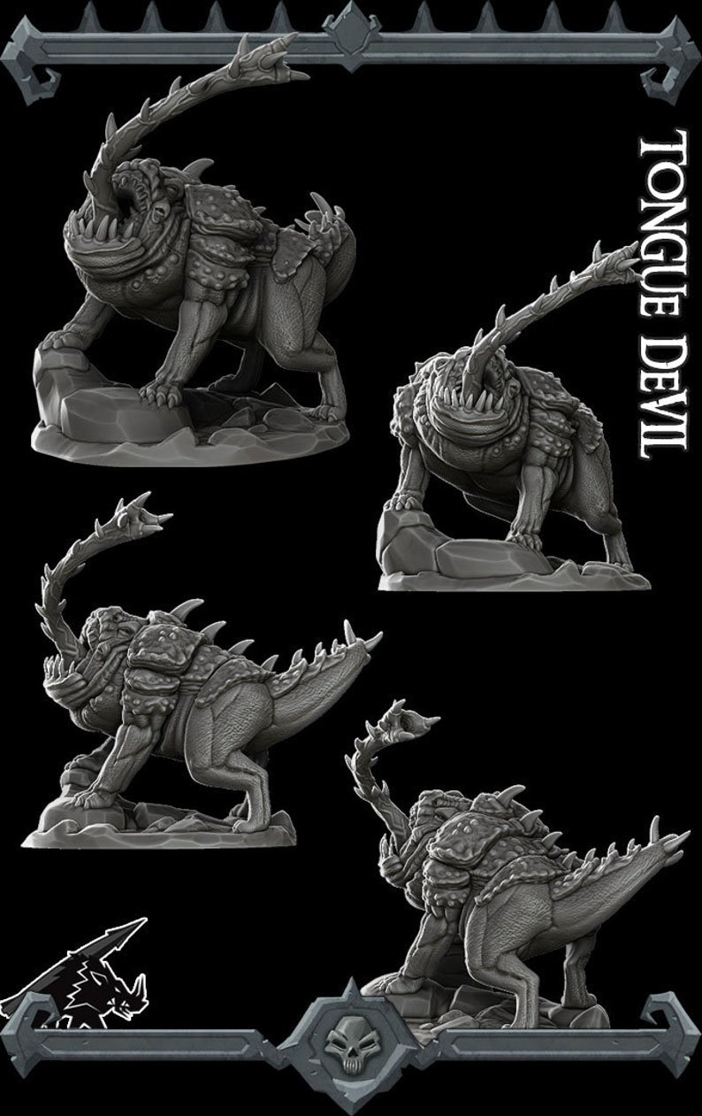 Dreadpaw, the Nether Tracker | Canoloth | Tongue Devil | Miniature for Tabletop games like D&D and War Gaming