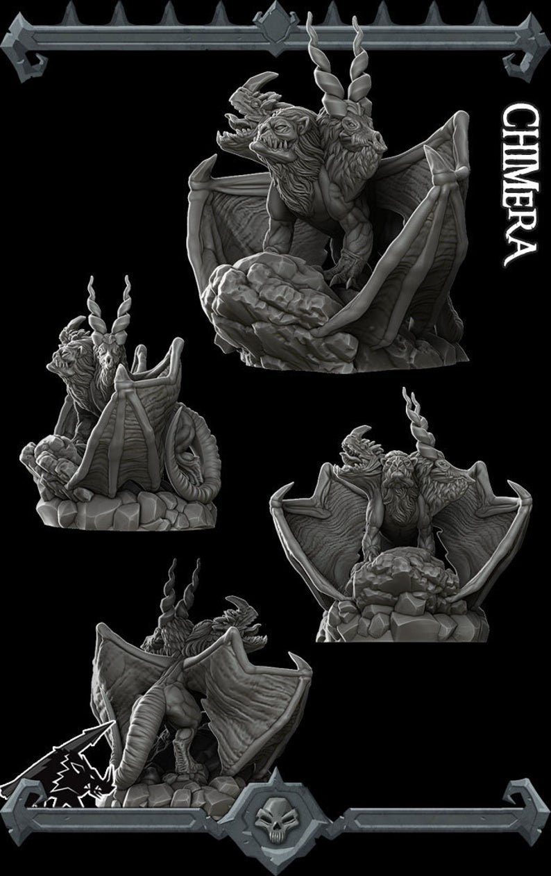 Blazeclaw the Fearsome | Chimera | Miniature for Tabletop games like D&D and War Gaming