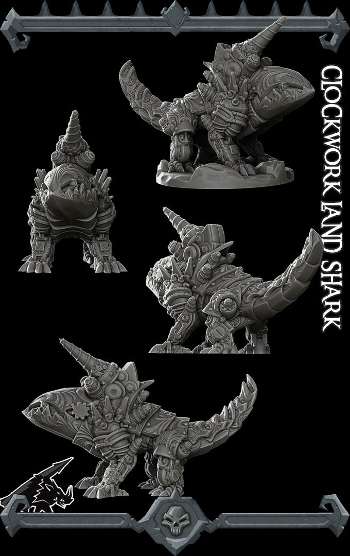 Drillon the Earthbreaker | Clockwork Land Shark | Miniature for Tabletop games like D&D and War Gaming