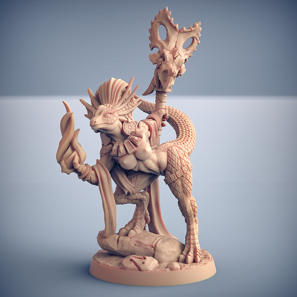 Coaxoch - Goldmaw Lizard Beauty | Dragonborn Pinup miniature for Tabletop games like D&D and War Gaming