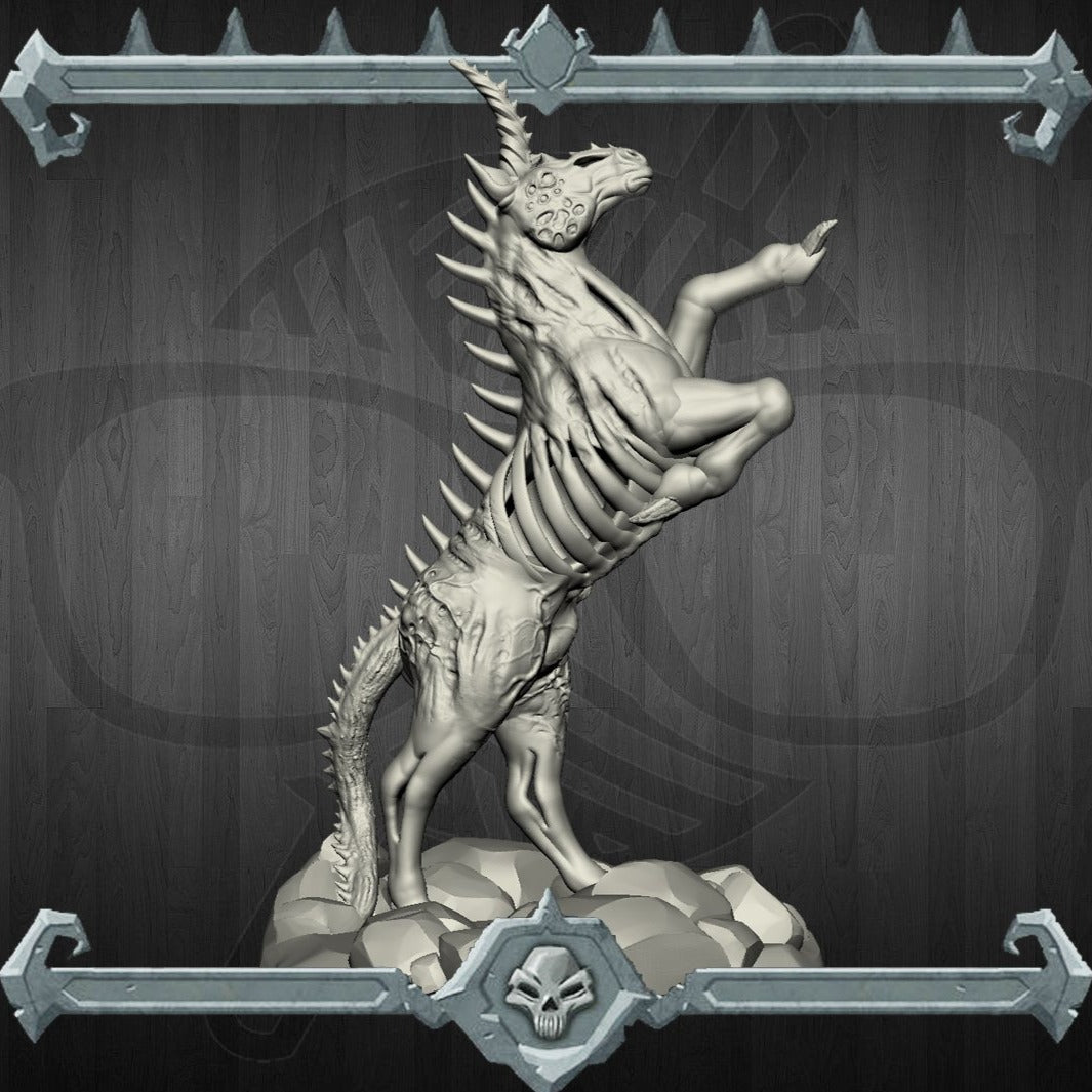 Unicorn Zombie | Corrupted Unicorn | Miniature for Tabletop games like D&D and War Gaming