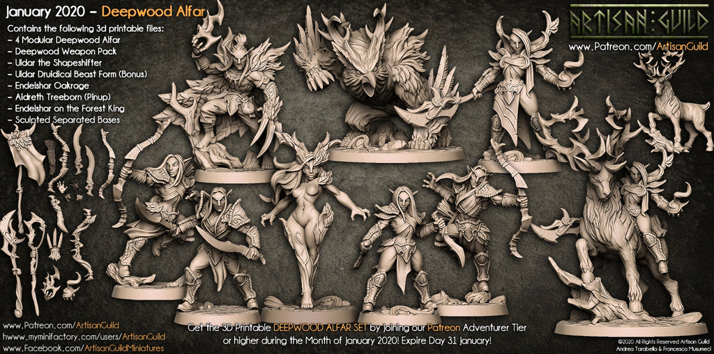 Aidreth Treeborn | Deepwood Alfar | Elf Pinup miniature for Tabletop games like D&D and War Gaming