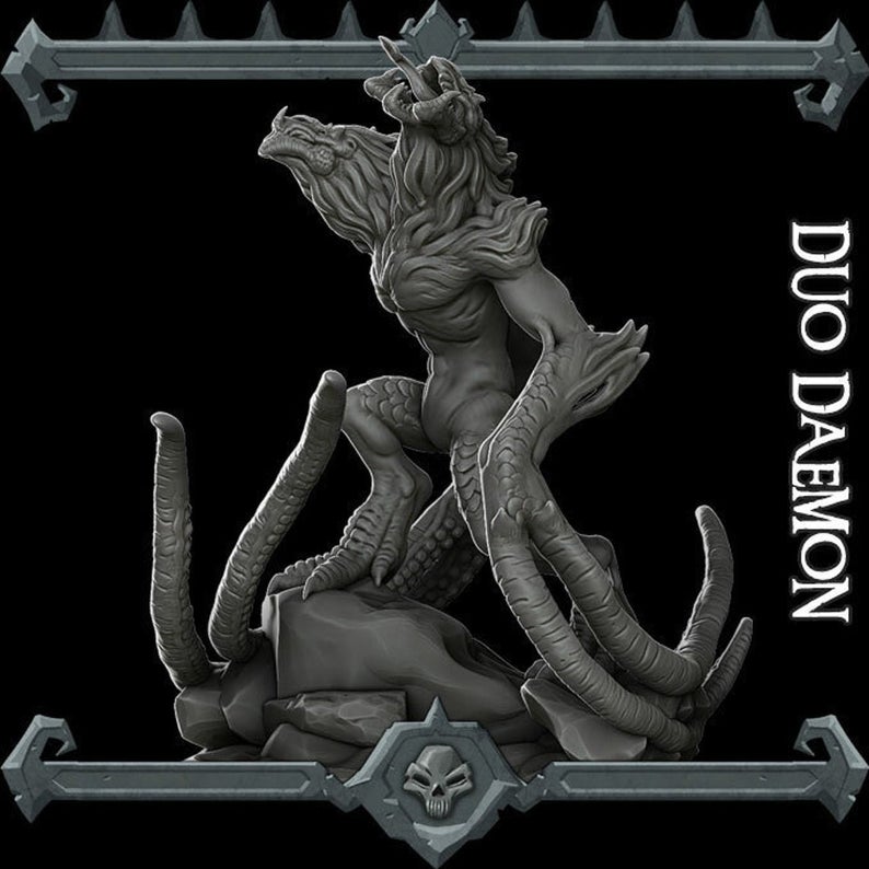 Malgoth the Doombringer | Demogorgon | Duo Daemon | Fiend Miniature for Tabletop games like D&D and War Gaming