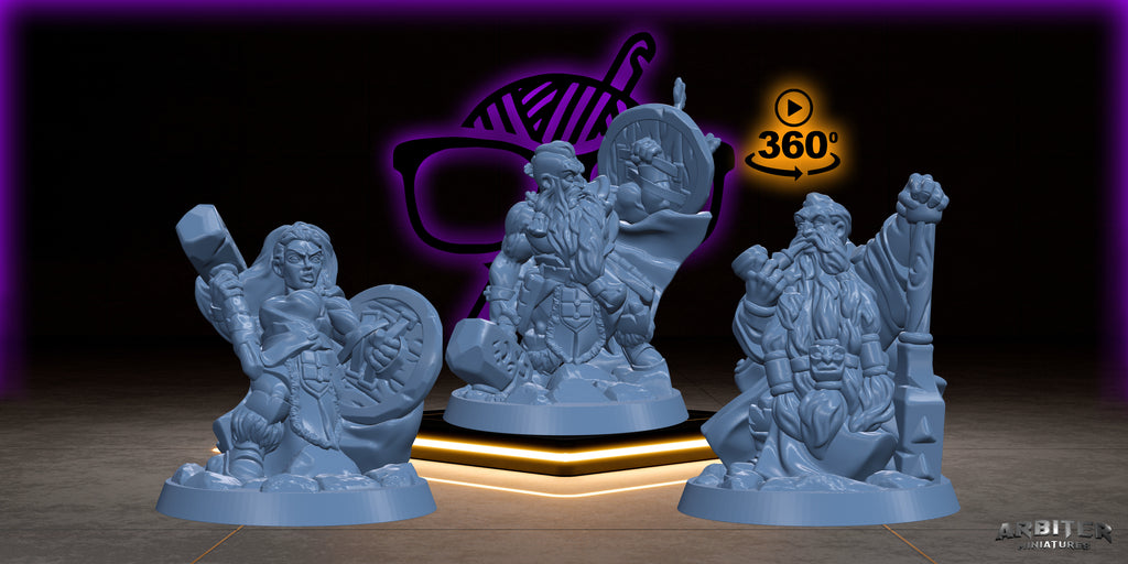 Dwarf | Male and Female  Arbiter| Character miniature for Tabletop games like D&D or War Gaming | Barbarian Cleric Fighter Bard Paladin