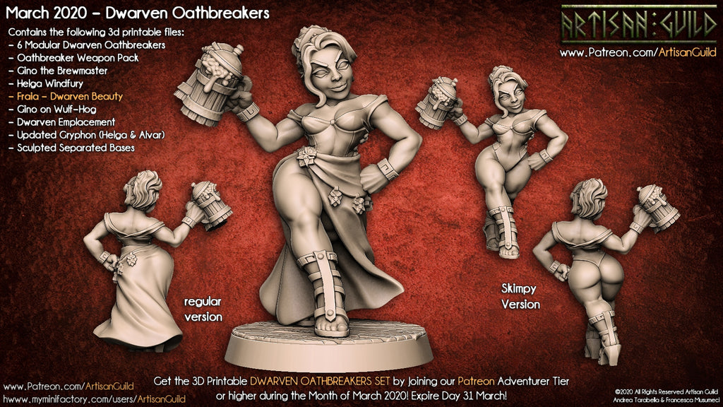 Fraia - Dwarven Beauty | Dwarven Oathbreaker miniature for Tabletop games like D&D and War Gaming