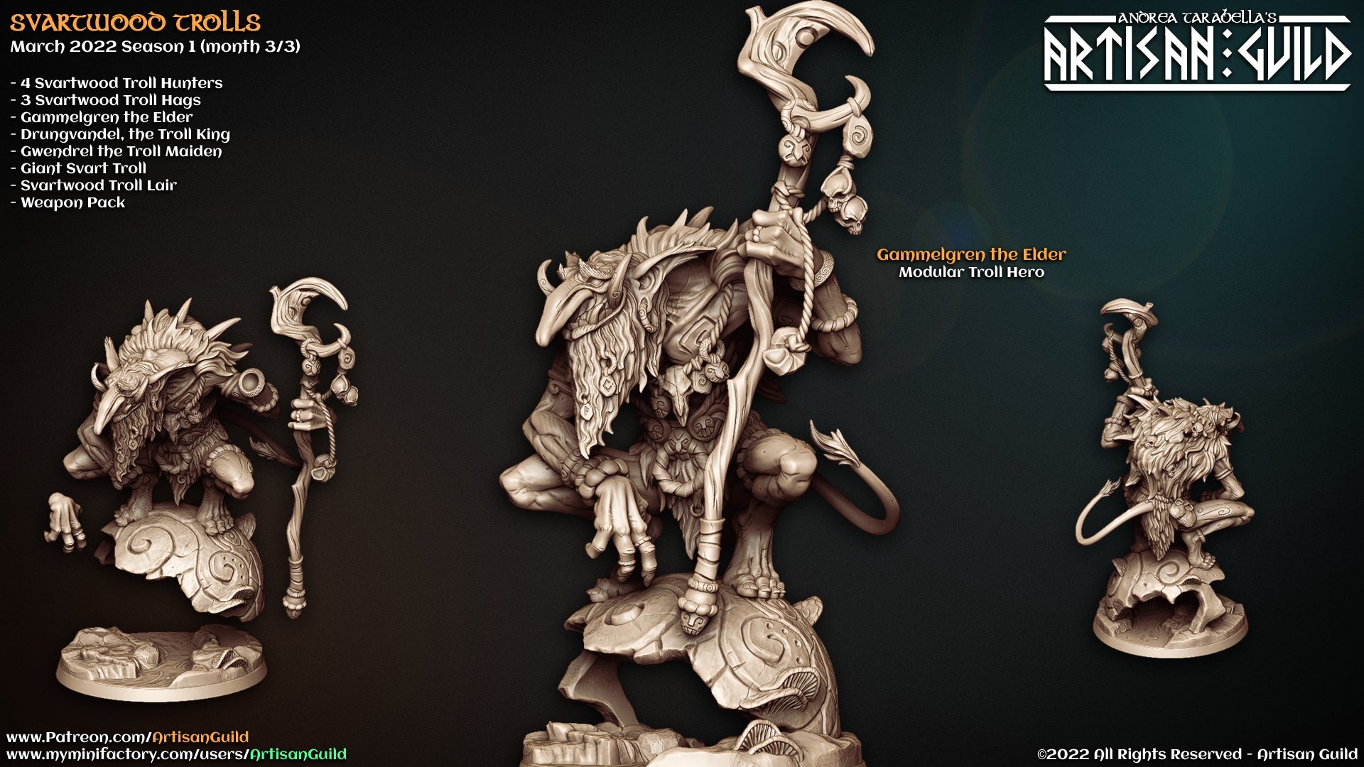 Gammelgren the Elder | Fell Troll Shaman | Svartwood Trolls Miniature for Tabletop games like D&D or Warhammer
