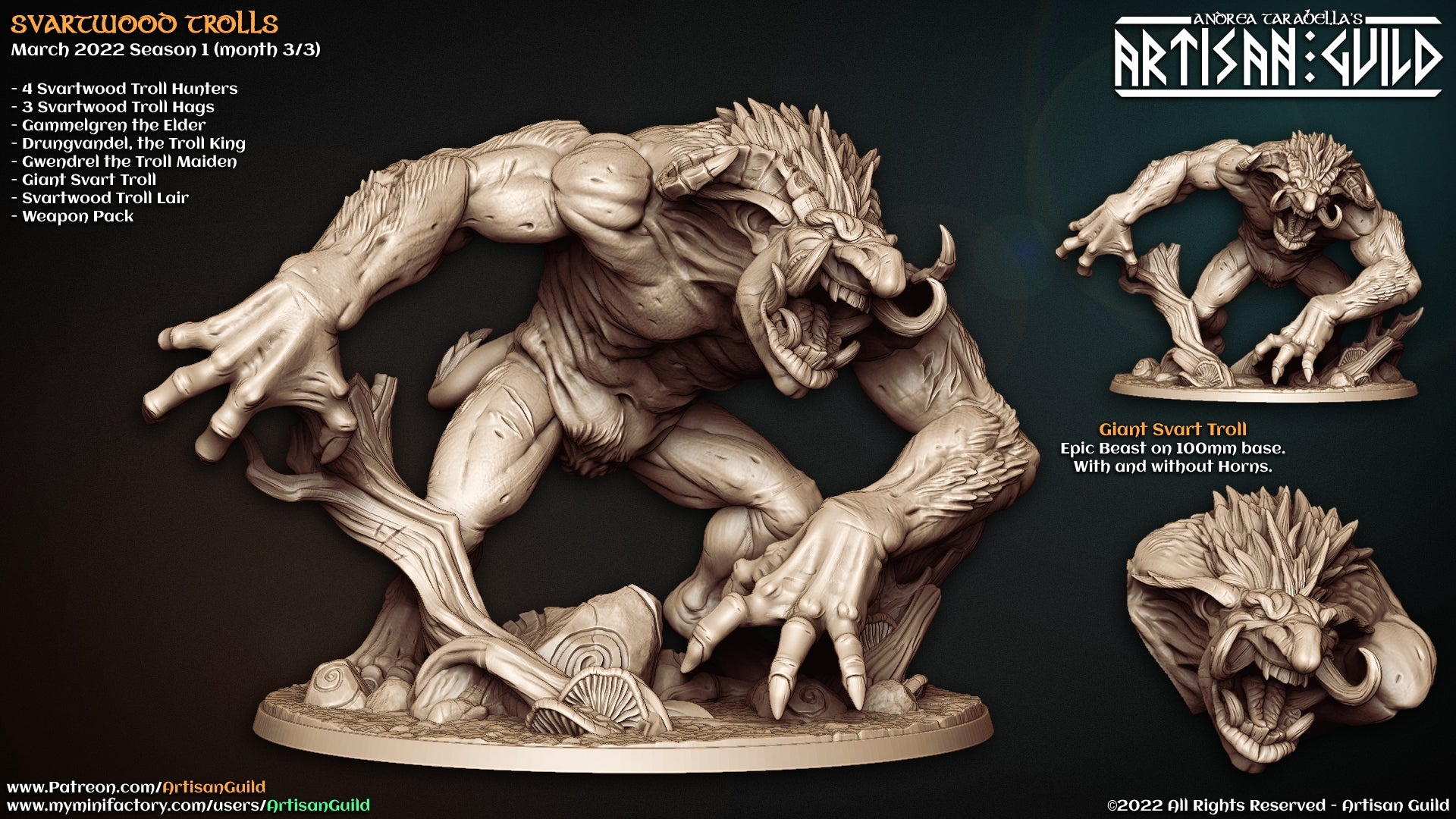 Giant Svart Troll | Fell Dire Troll | Svartwood Trolls Miniature for Tabletop games like D&D or Warhammer