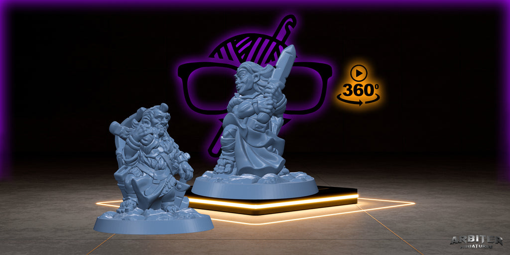 Halfling | Male and Female Arbiter| Character miniature for Tabletop games like D&D or War Gaming | Cleric Monk Rogue Warlock Wizard Barb