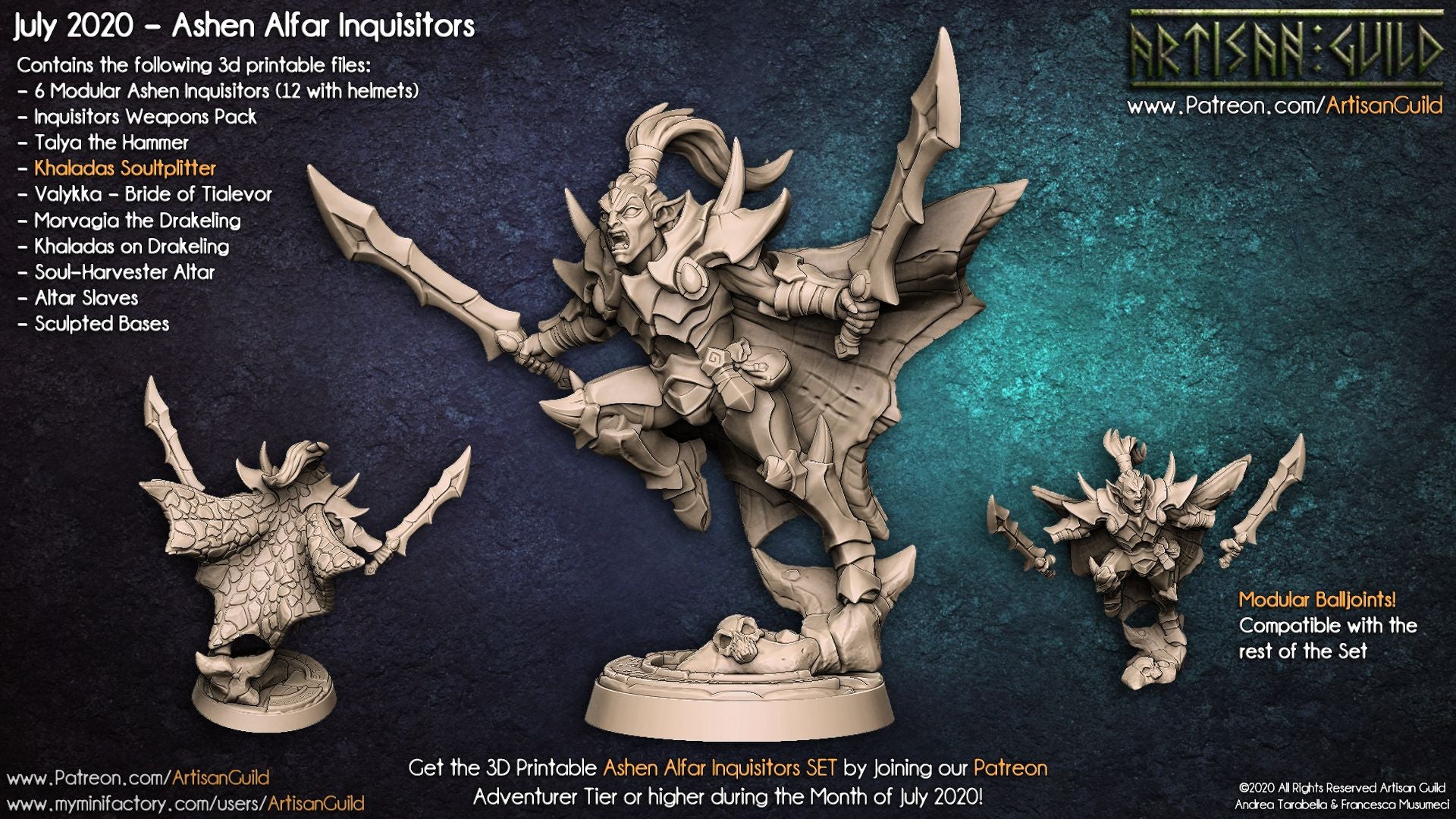 Khaladas Soulsplitter | Drow | Elf | Ashen Alfar miniature for Tabletop games like D&D and War Gaming