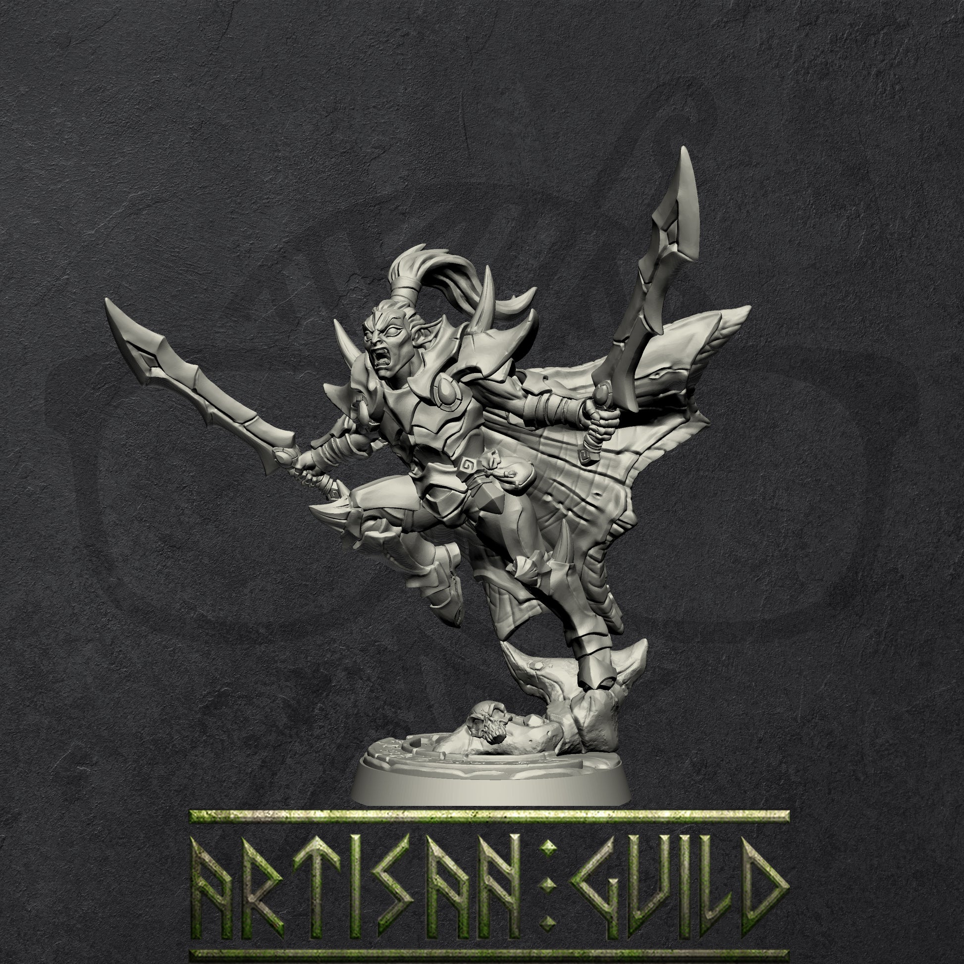 Khaladas Soulsplitter | Drow | Elf | Ashen Alfar miniature for Tabletop games like D&D and War Gaming