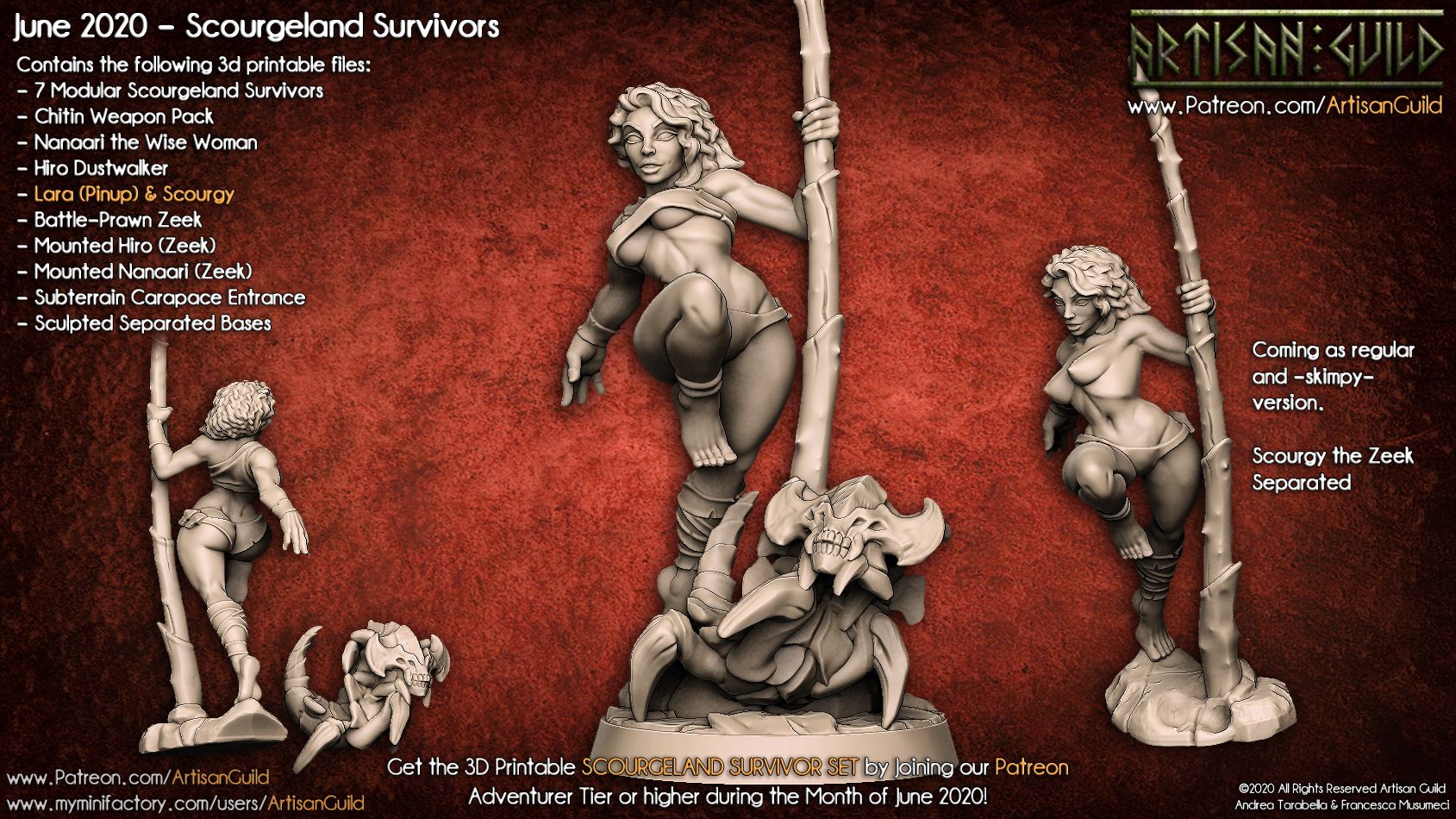 Lara the Dancer and Zeek | Human Scourgeland Survivor miniature for Tabletop games like D&D and War Gaming