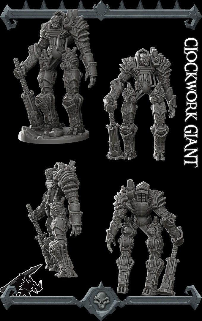 Cogthane Rumble | Clockwork Giant | Mechanical Barbarian | Miniature for Tabletop games like D&D and War Gaming