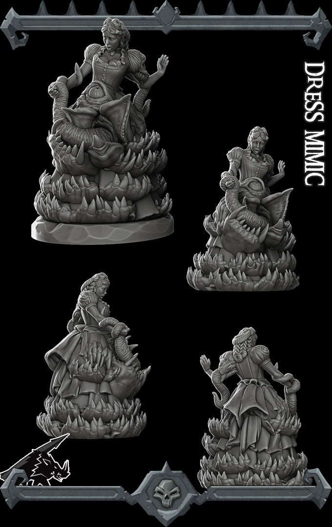 GownGhast, the Elegant Eater | Dress Mimic | Clothing Mimic  | Miniature for Tabletop games like D&D and War Gaming