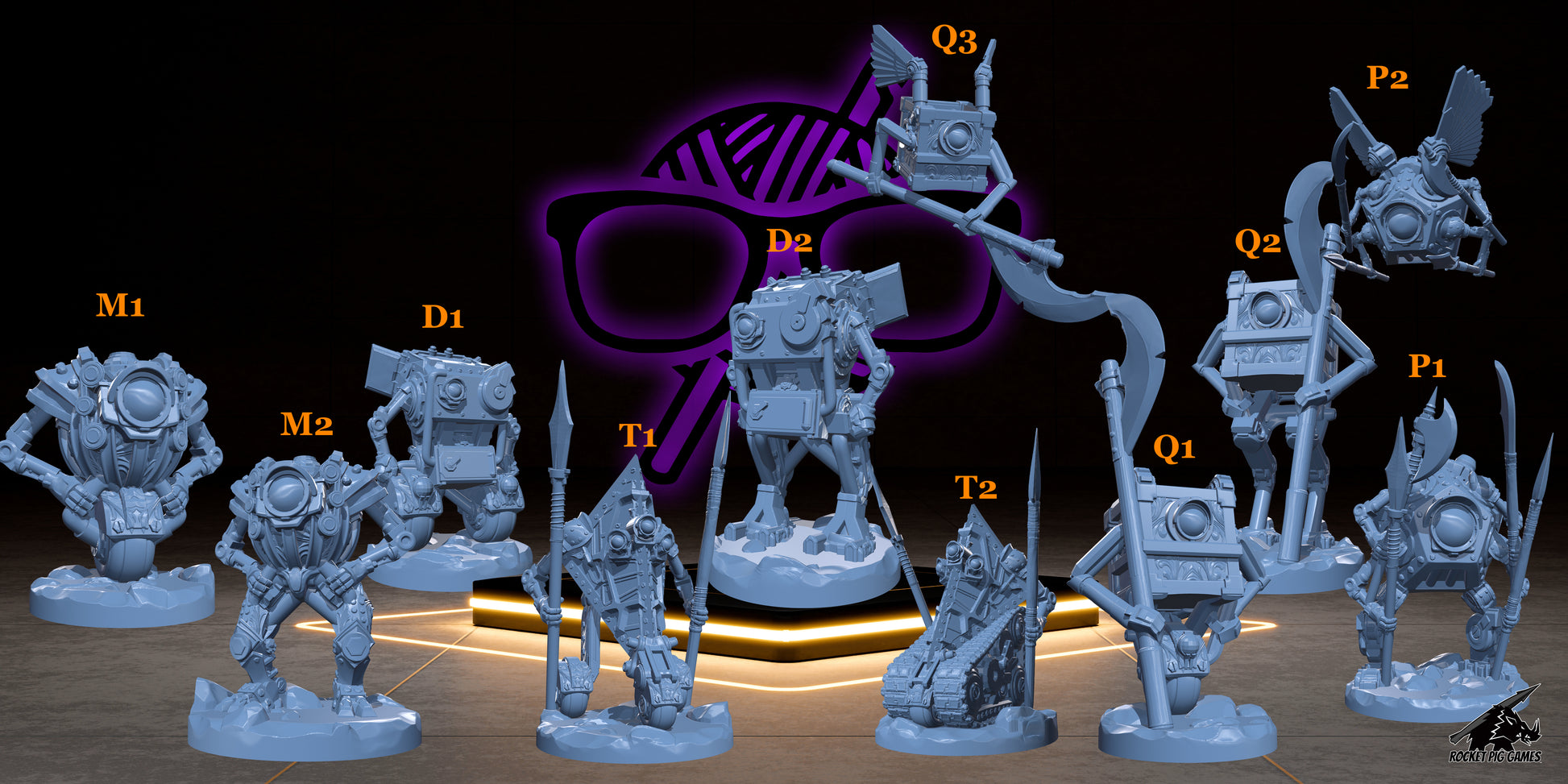 Iron Automata | Mechadrones | Modrons | Draft miniature for Tabletop games like D&D and War Gaming | Monodrone Duodrone Tridrone Quadrone Pentadrone