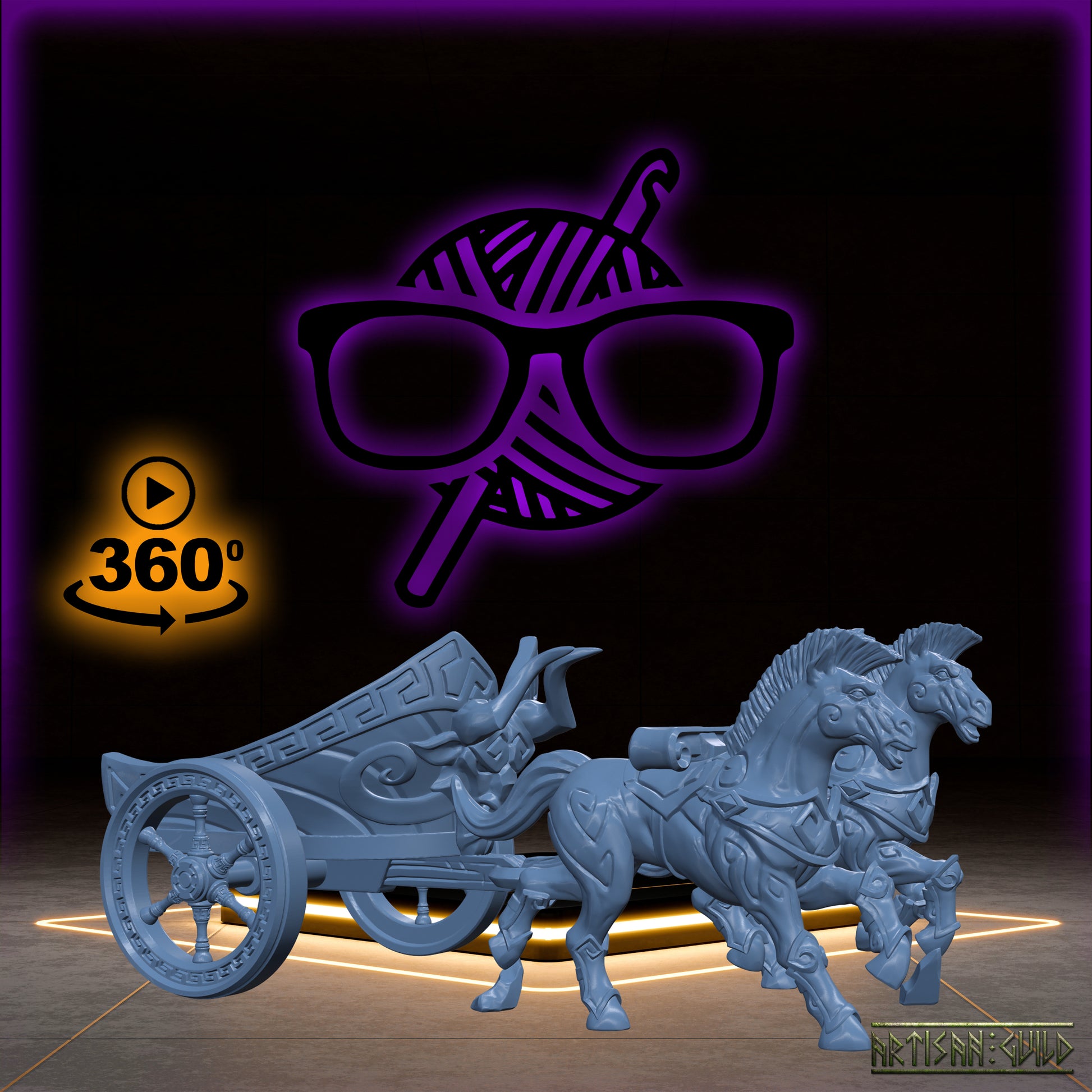 Chariot and Horses | Minotaur | Order of the Labyrinth Miniatures for Tabletop games like D&D or Warhammer