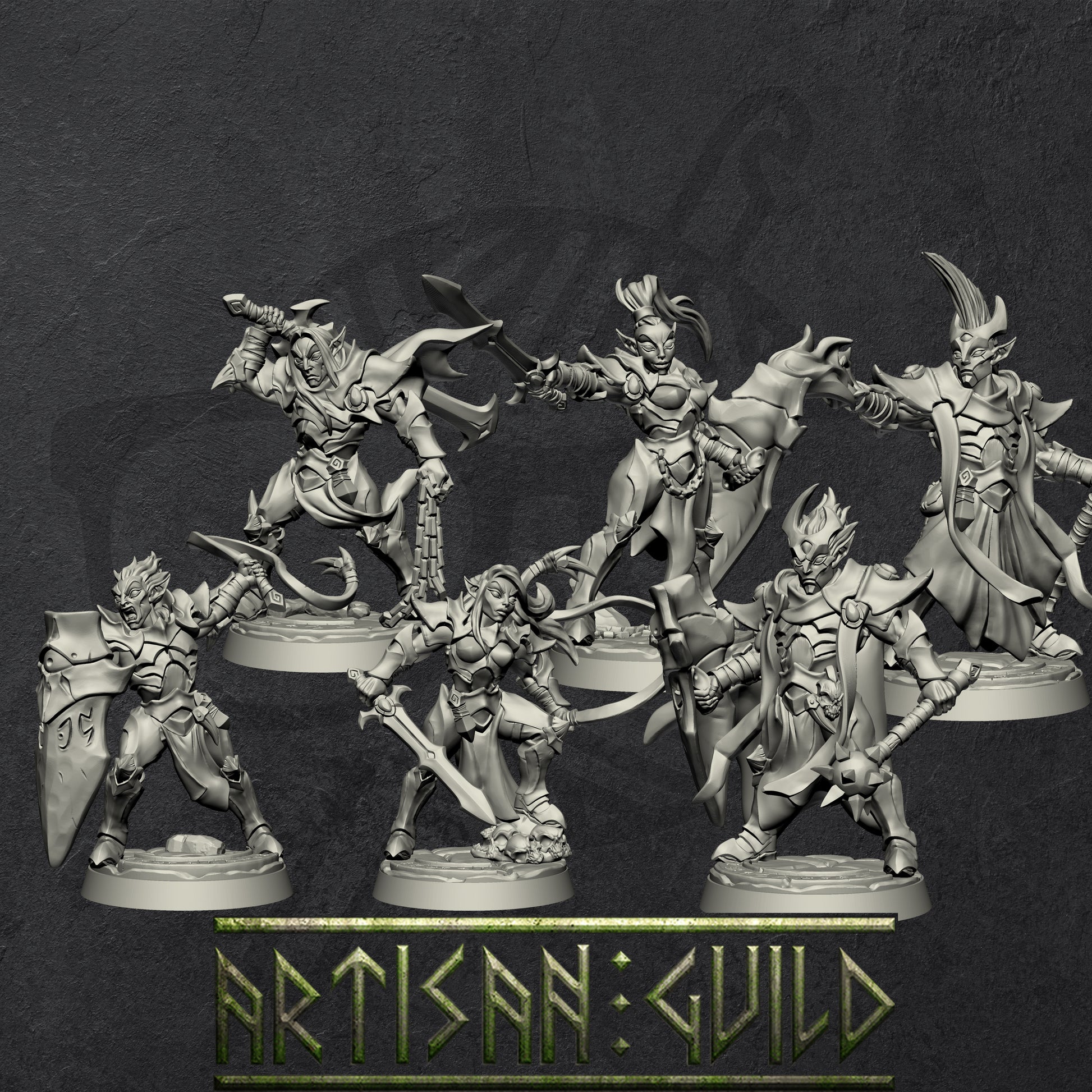 Ashen Alfar Inquisitors and Priests | Modular Drow | Elf miniature for Tabletop games like D&D and War Gaming