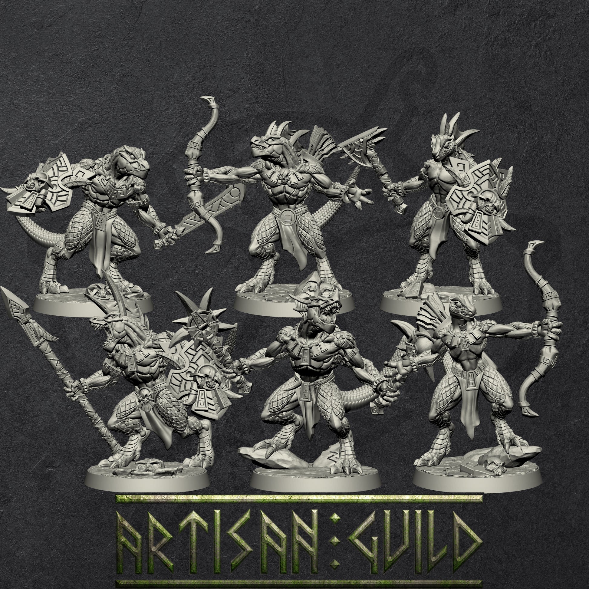 Goldmaw Lizard set | Dragonborn miniatures miniature for Tabletop games like D&D and War Gaming