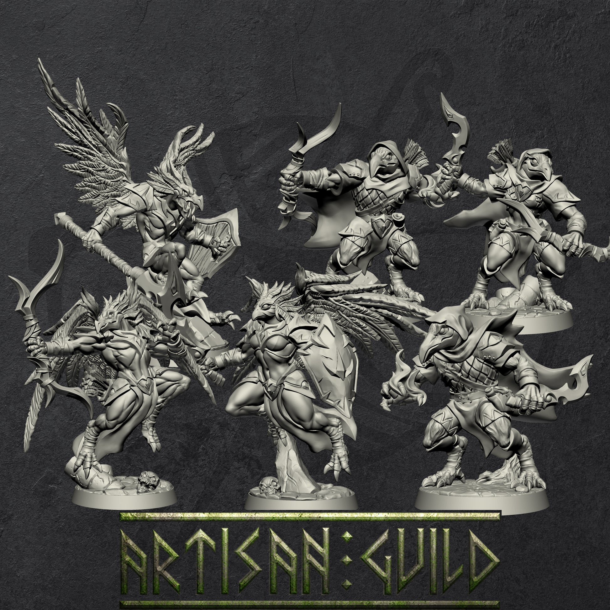 EyeCult Gryphkin Set | Modular Winged Aarakocra and Kenku miniatures miniature for Tabletop games like D&D and War Gaming