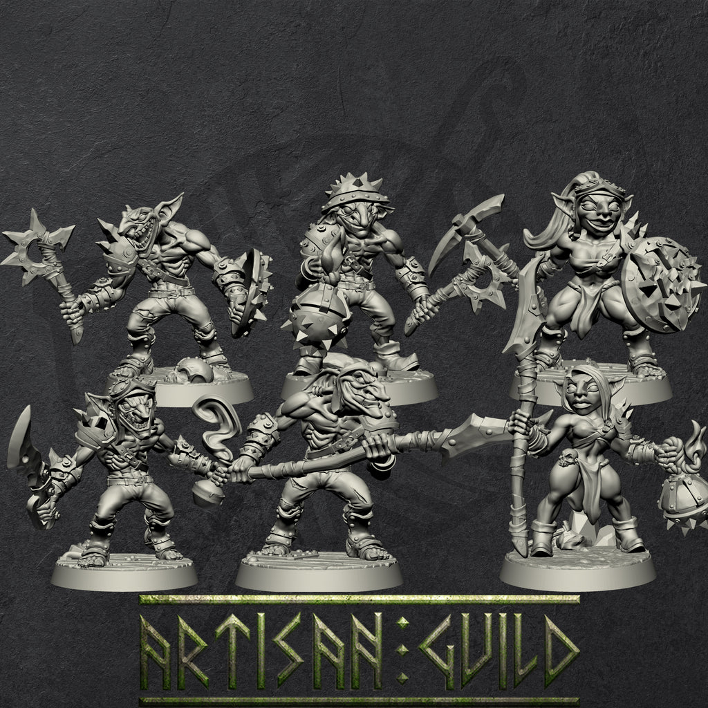 Sparksoot Goblins | Modular warrior miniatures miniature for Tabletop games like D&D and War Gaming