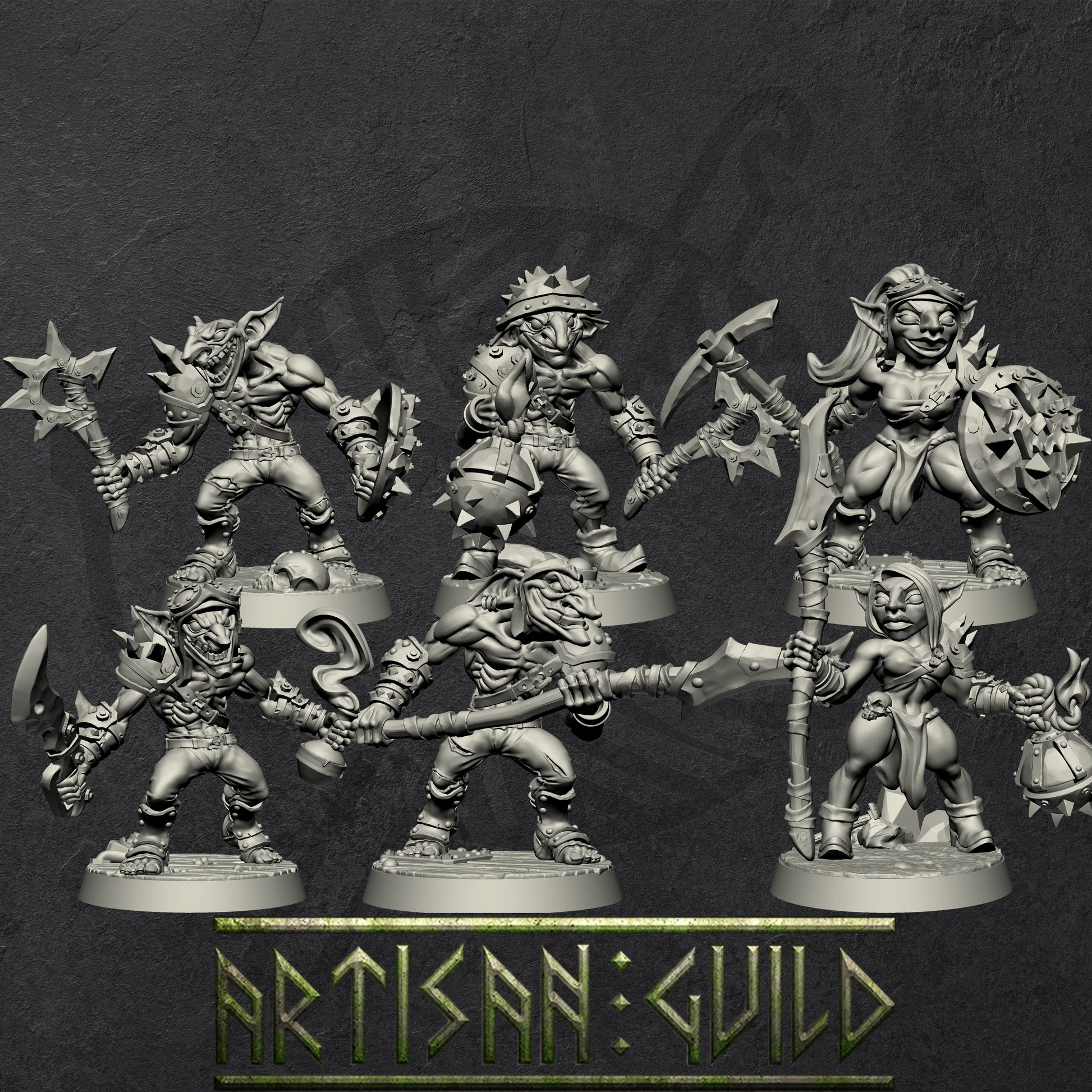 Sparksoot Goblins | Modular warrior miniatures miniature for Tabletop games like D&D and War Gaming