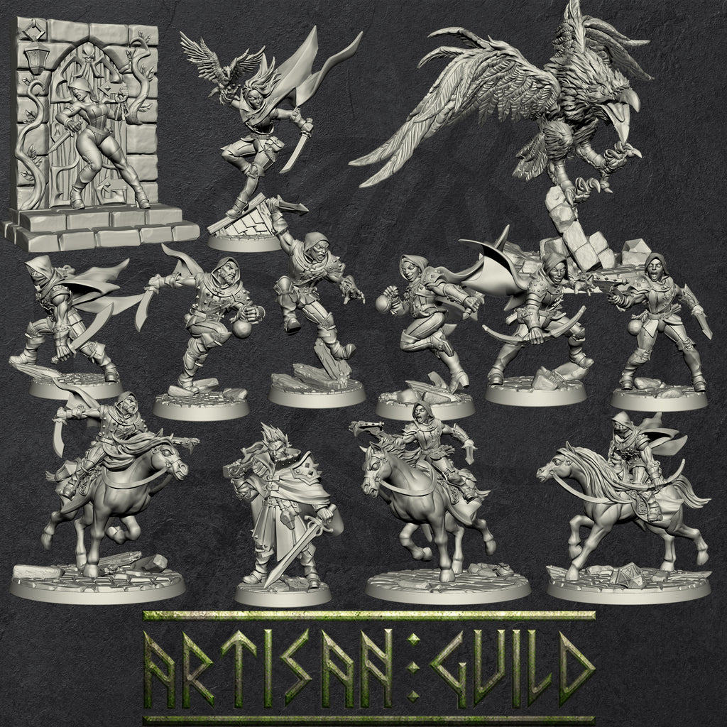 Aaron Blacksparrow | Human Rogue | Hunter | Thieves Guild miniature for Tabletop games like D&D and War Gaming