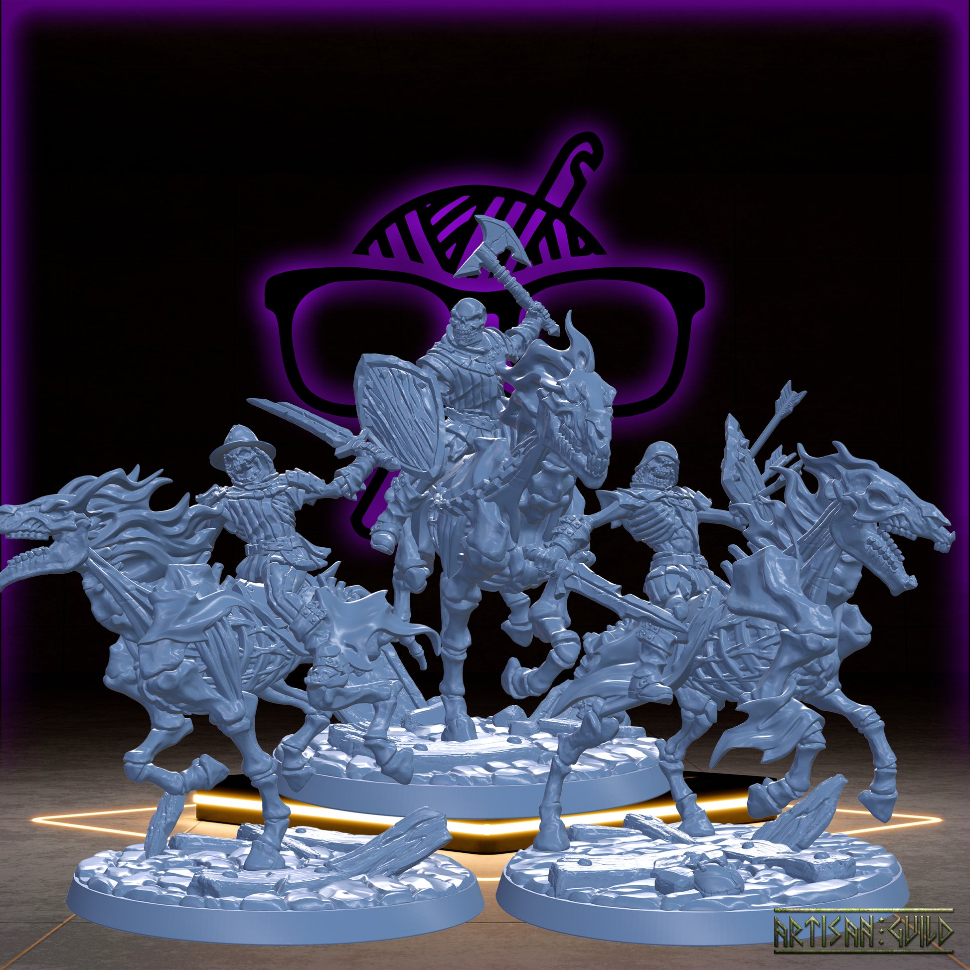 Old-Burg Nightmare Riders | Undead Warhorse | Skeleton Wight | Old Berg Fallen Ones Miniatures for Tabletop games like D&D or Warhammer
