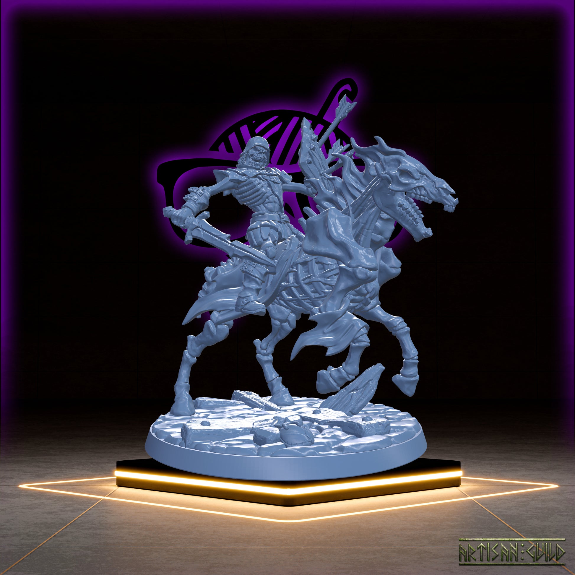Old-Burg Nightmare Riders | Undead Warhorse | Skeleton Wight | Old Berg Fallen Ones Miniatures for Tabletop games like D&D or Warhammer