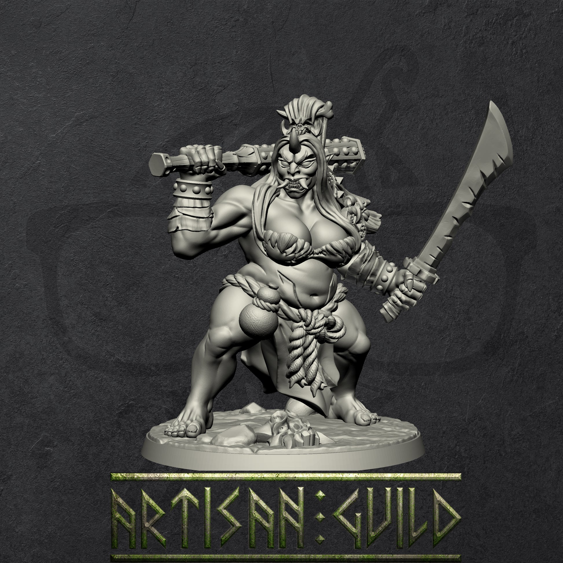 Oni Clan Members | Modular Orc or Ogre miniature miniature for Tabletop games like D&D and War Gaming