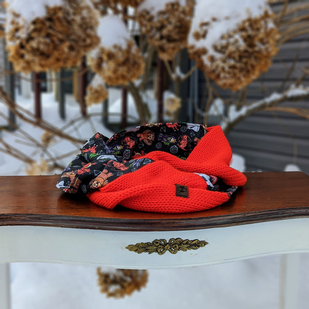 Dungeon Monsters Infinity Scarf | D&D Dungeons and Dragons Tweed Handmade Knit Cowl Scarf | Gift idea for her | Girl Female Present
