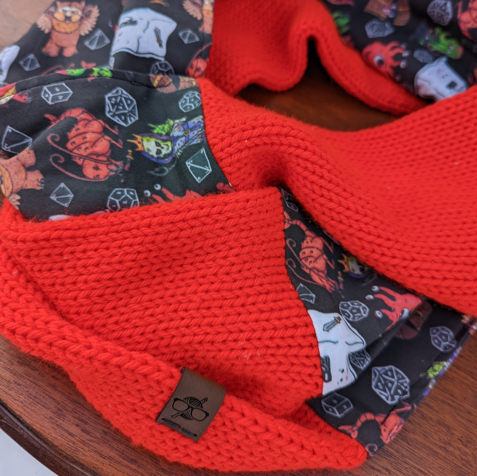 Dungeon Monsters Infinity Scarf | D&D Dungeons and Dragons Tweed Handmade Knit Cowl Scarf | Gift idea for her | Girl Female Present