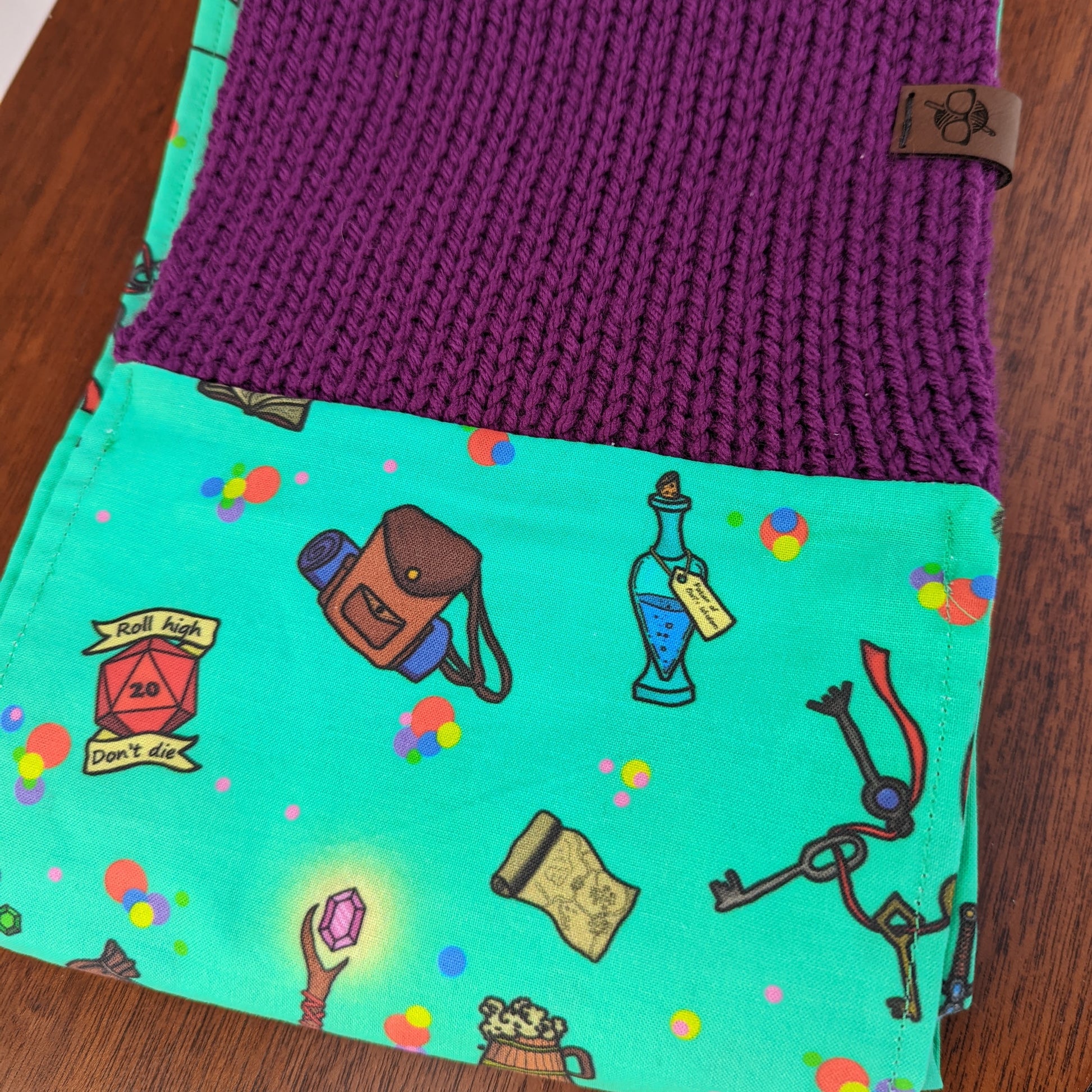 Roll High Don't Die Infinity Scarf | D&D Dungeons and Dragons Tweed Handmade Knit Cowl Scarf | Gift idea for her | Girl Female Present