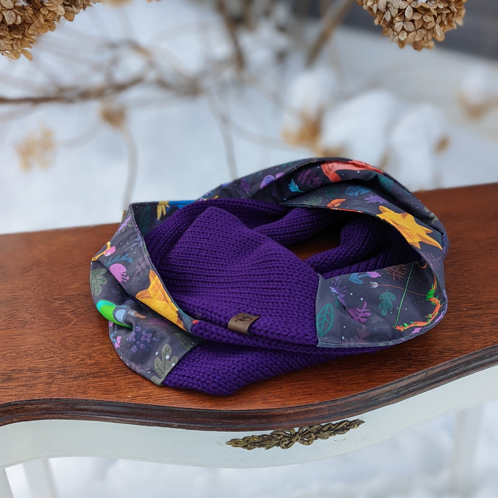 DnD Dream Spell Infinity Scarf | D&D Dungeons and Dragons Tweed Handmade Knit Cowl Scarf | Gift idea for her | Girl Female Present