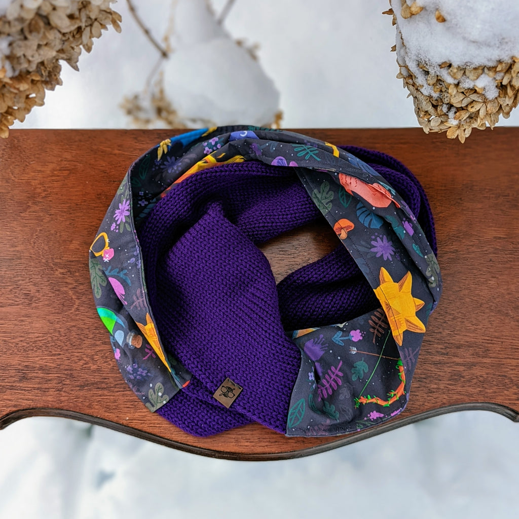 DnD Dream Spell Infinity Scarf | D&D Dungeons and Dragons Tweed Handmade Knit Cowl Scarf | Gift idea for her | Girl Female Present