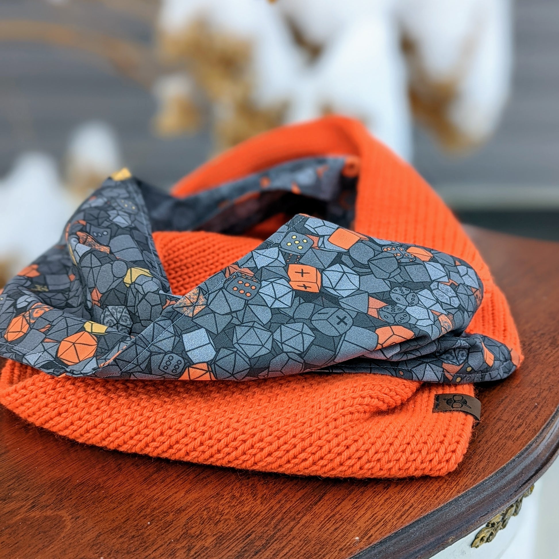 Dice Hoard Infinity Scarf | D&D Dungeons and Dragons Tweed Handmade Knit Cowl Scarf | Gift idea for her | Girl Female Present