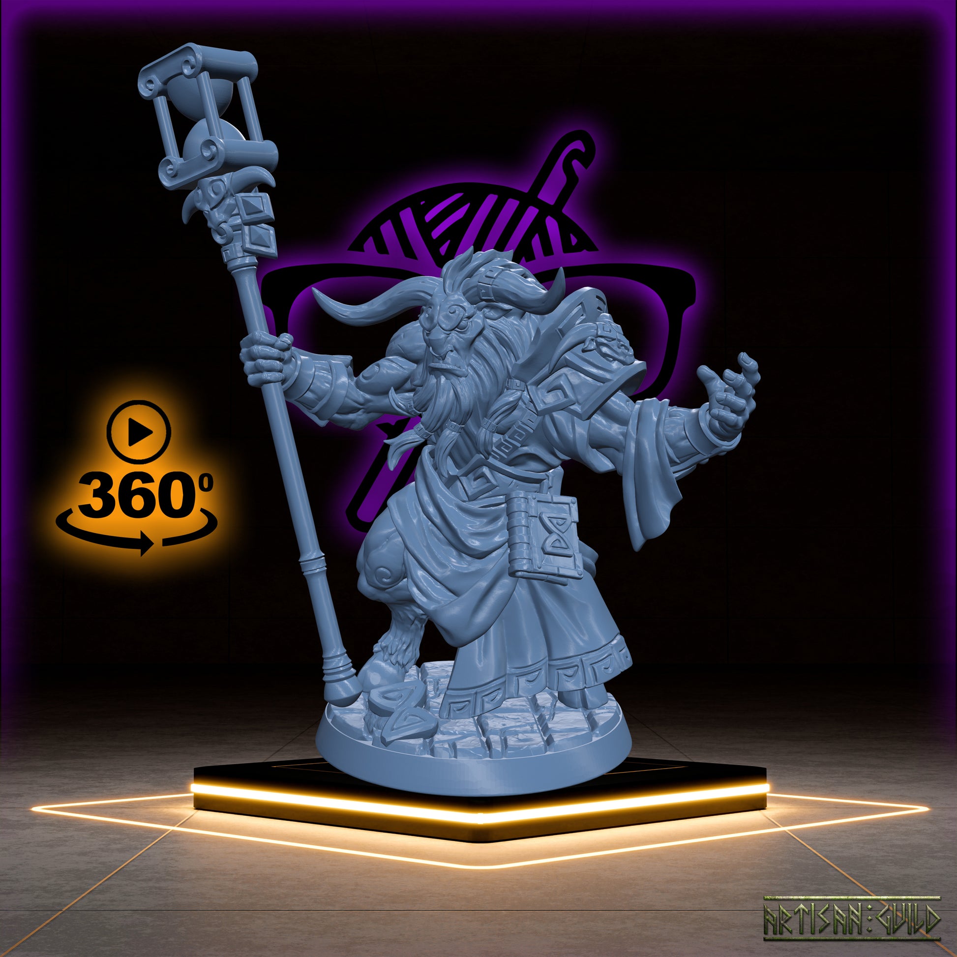 Platorus | Sage of Time | Tauren Bull Minoc | Order of the Labyrinth Miniatures for Tabletop games like D&D or Warhammer | Artisan Guild