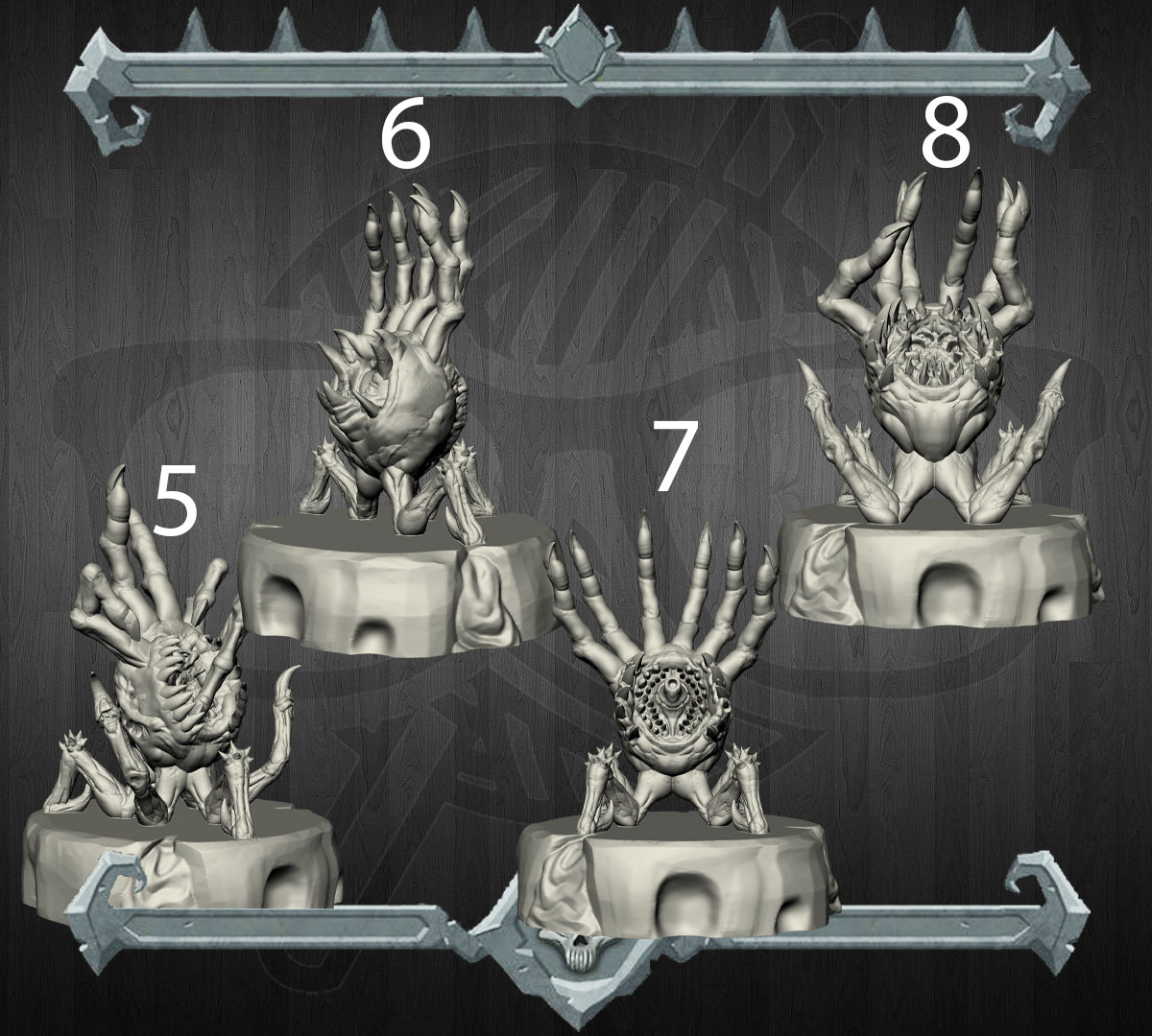 Skullgrip, the Face Eater | Remoulder Spawn | Face Hugger miniature for Tabletop games like D&D and War Gaming