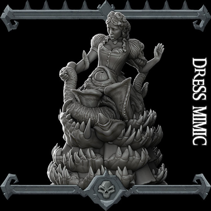 GownGhast, the Elegant Eater | Dress Mimic | Clothing Mimic  | Miniature for Tabletop games like D&D and War Gaming