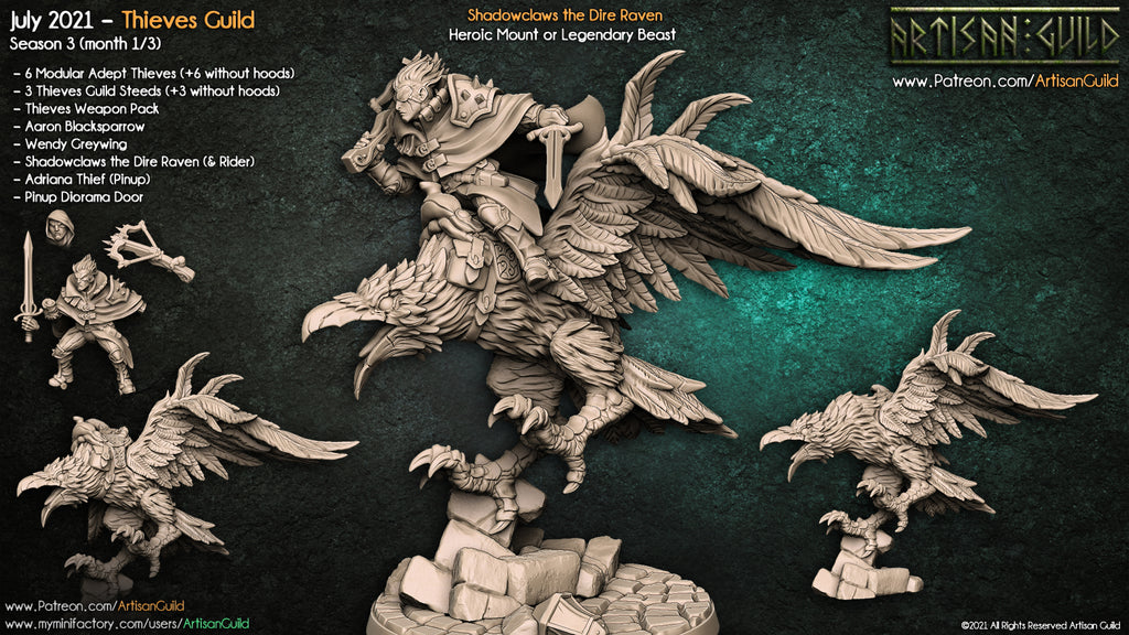 Shadowclaws The Dire Raven | Thieves Guild Mount miniature for Tabletop games like D&D and War Gaming