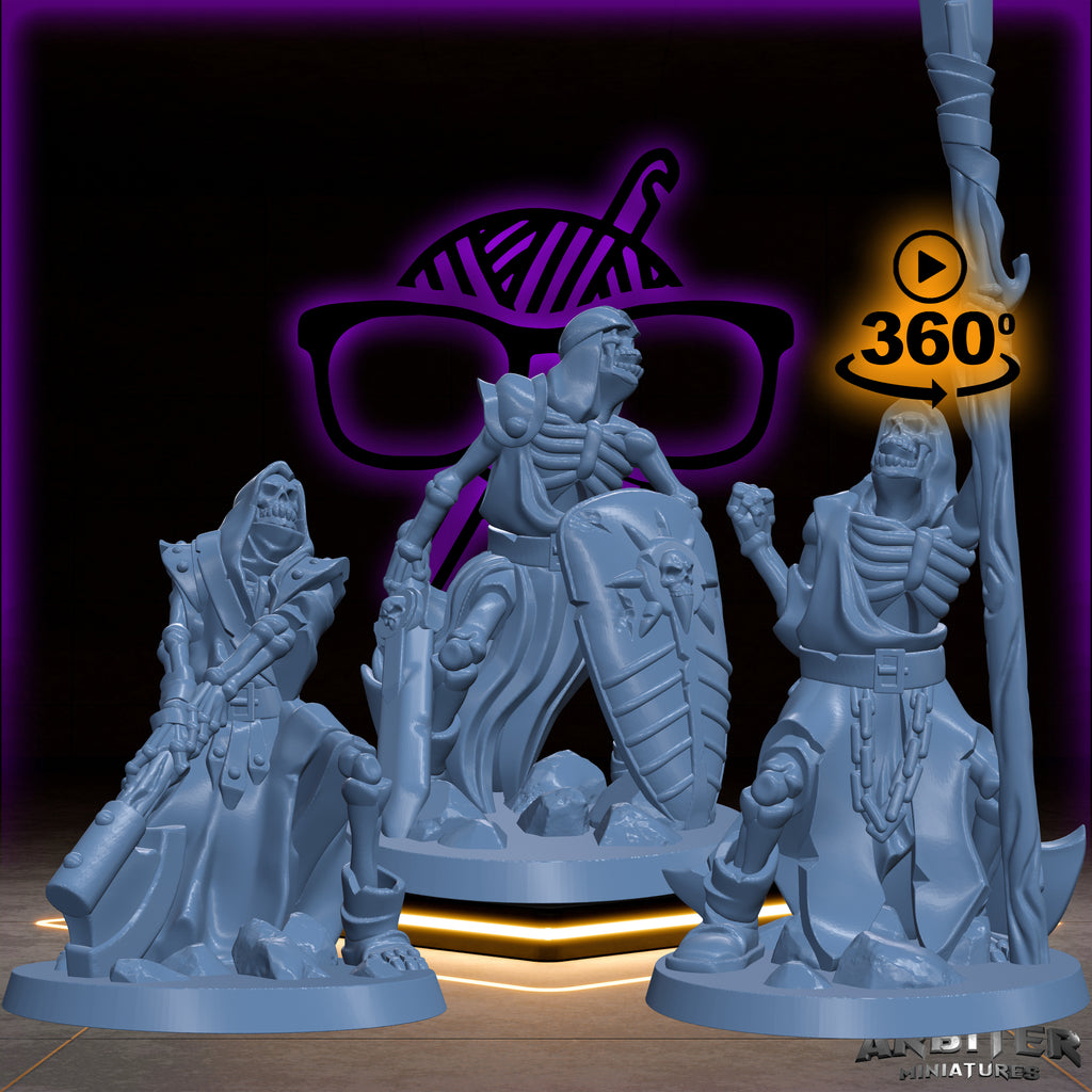 Skeleton Warrior |  Skeletal Undead miniature for Tabletop games like D&D or War Gaming | KS 01 Dwarf Release Sculpted By Arbiter Miniatures