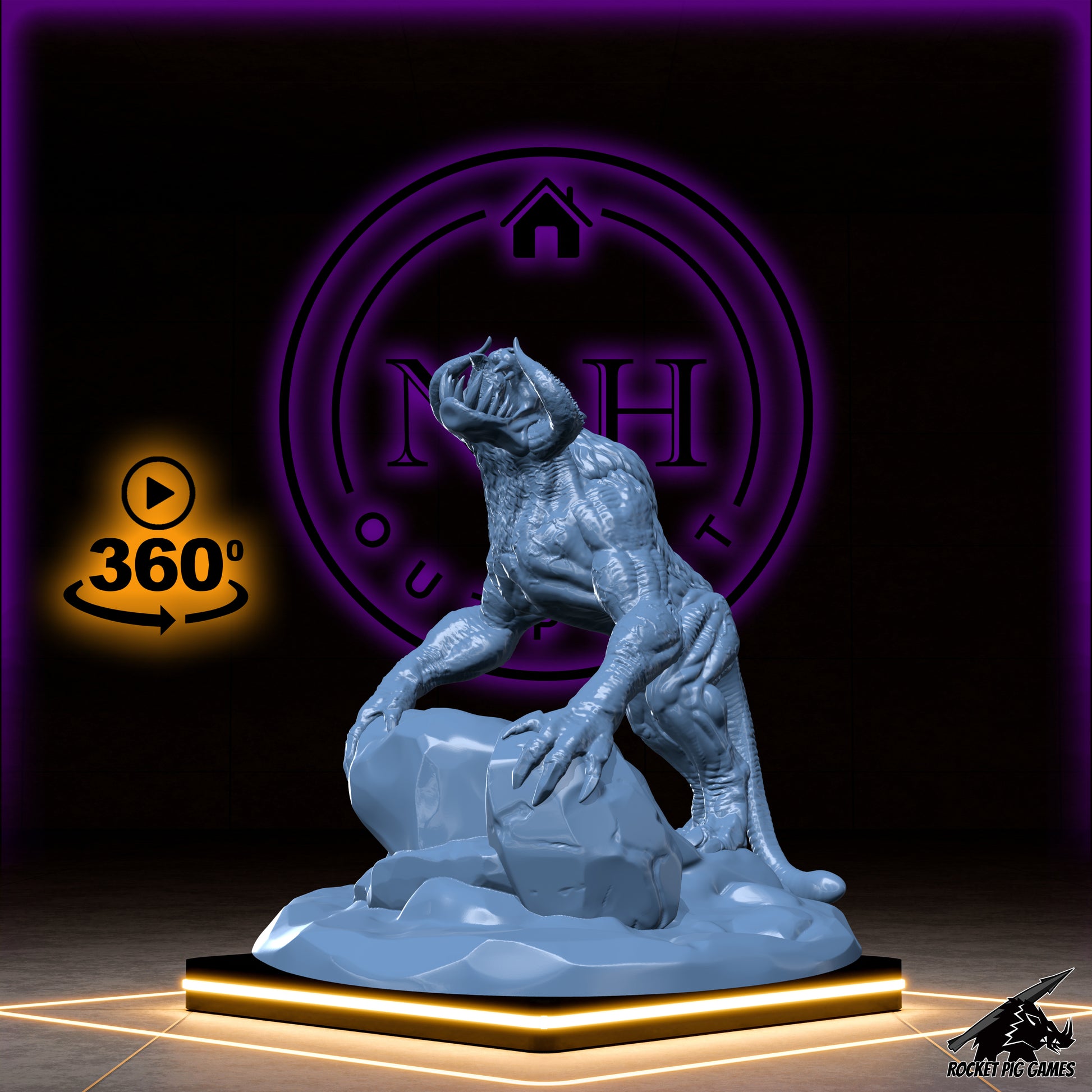 Troll Hound | Troll Pet | Horned Dog Miniature for Tabletop games like D&D 5e and TTRPG  War Gaming