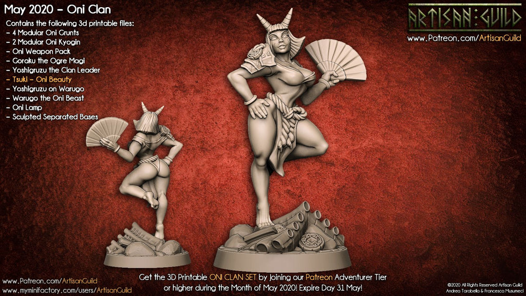 Tsuki - Oni Clan Beauty | Oni Clan miniature miniature for Tabletop games like D&D and War Gaming